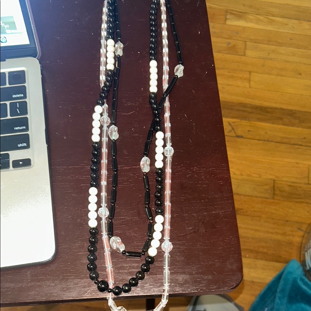 Elegant Black and White Beaded Necklace
